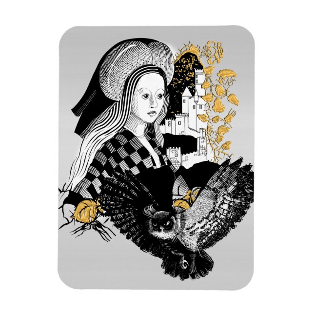 Magnet Flexible Hibou gothique de nuit et femme (Vertical)