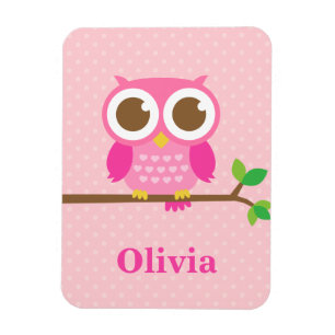 Magnet Flexible Hibou rose Girly mignon sur la branche pour des