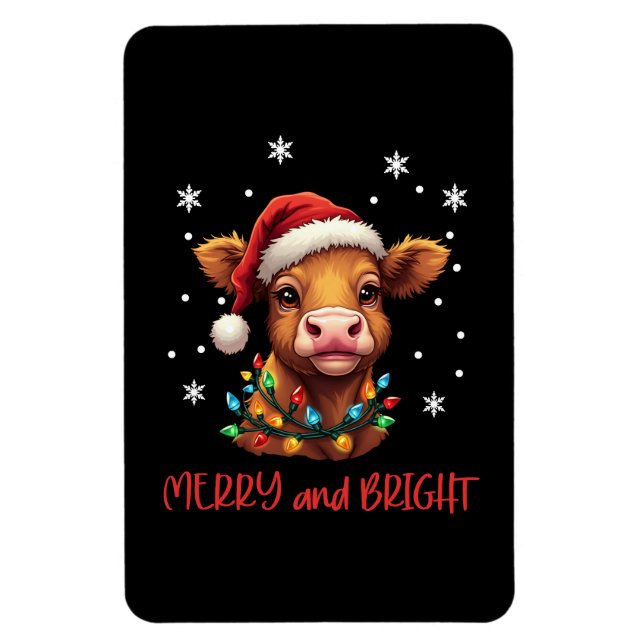 Magnet Flexible Highland Baby Cow Lumières de Noël (Vertical)