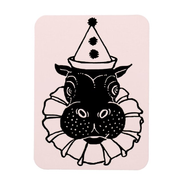 Magnet Flexible hippo dans un casquette de fête (Vertical)