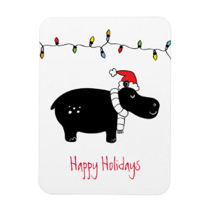 Magnet Flexible Hippopotame de Noël fantaisiste