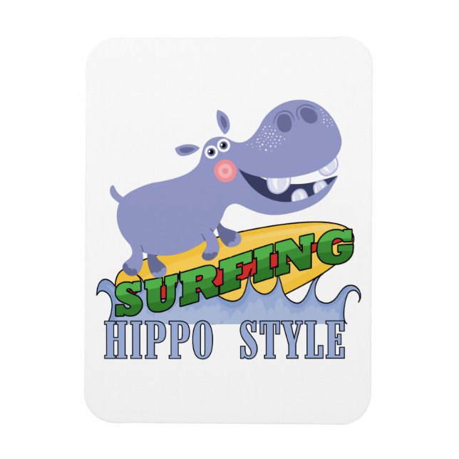 Magnet Flexible Hippopotame de surfer (Vertical)