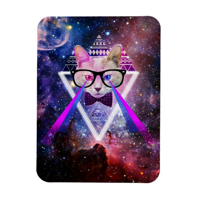 Magnet Flexible Hipster galaxy cat (Vertical)