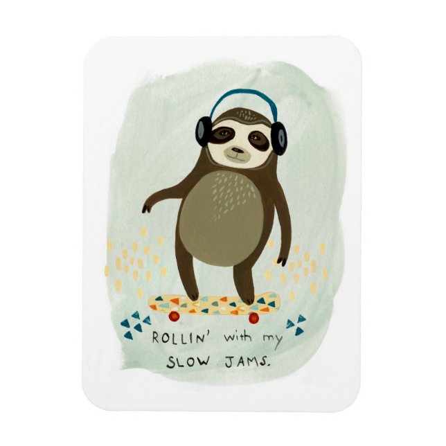 Magnet Flexible Hipster Sloth | Rollin' Avec Mes Jams Lents (Vertical)