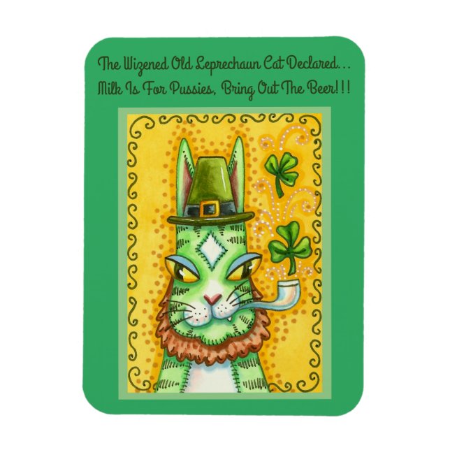 MAGNET FLEXIBLE HISS N'FITZ LEPRECHAUN, ST. CHAT AMUSANT DE LA JOU (Vertical)