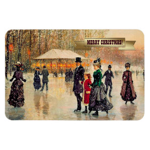 Magnet Flexible Hiver vintage Scène Parisienne Cadeau de Noël