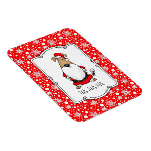 Magnet Flexible HO HO HO Très drôle Père Noël Costume Chien Sarcas