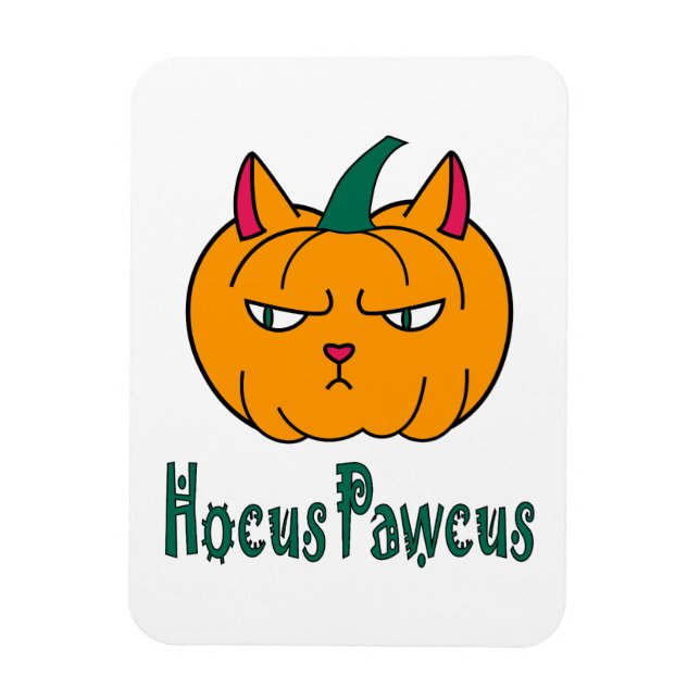 Magnet Flexible Hocus pawcus citrouille d'Halloween chat roux magi (Vertical)