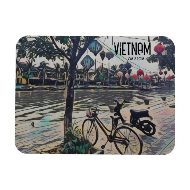 Magnet Flexible Hoi An Vietnam Lanterns Date Personnalisable (Horizontal)