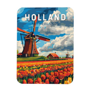 Magnet Flexible Holland Pays-Bas Travel Art Vintage