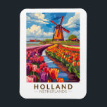Magnet Flexible Holland Travel Art Vintage<br><div class="desc">Holland retro design de voyage vectoriel. La Hollande est une région géographique et une ancienne province sur la côte ouest de la Pays-Bas.</div>