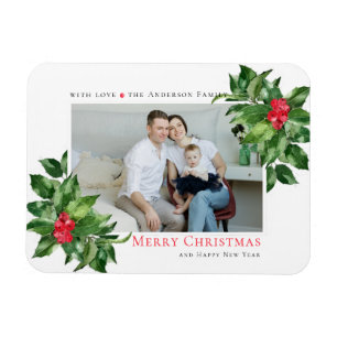 Magnet Flexible Holly Berries Cadre photo personnalisée de Noël