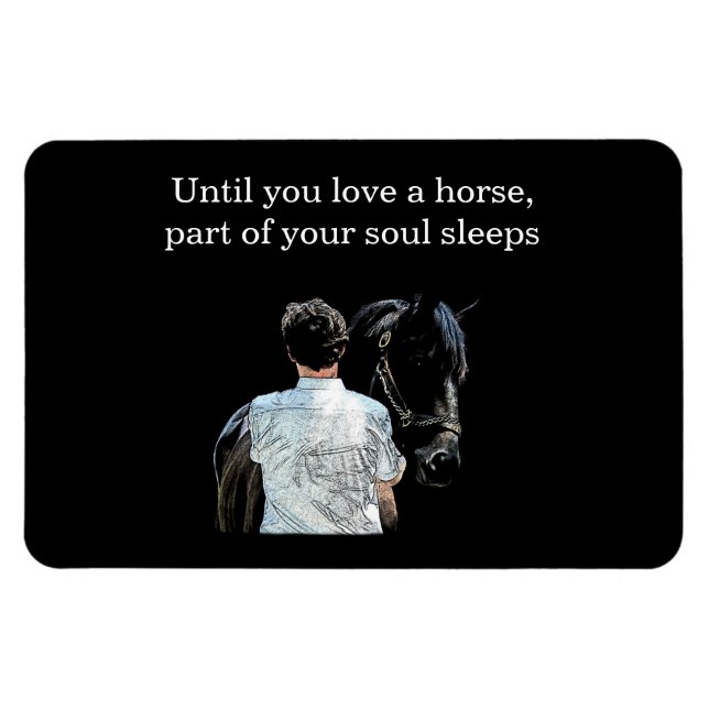 Magnet Flexible Homme tenant le cheval foncé Flexible aimant photo (Horizontal)