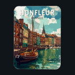 Magnet Flexible Honfleur France Travel Art Vintage<br><div class="desc">Design de voyage vectoriel rétro Honfleur. Honfleur est une ville du département du Calvados,  dans la région normande du nord de la France. C'est sur l'estuaire que la Seine rencontre la Manche.</div>