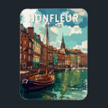 Magnet Flexible Honfleur France Travel Art Vintage<br><div class="desc">Design de voyage vectoriel rétro Honfleur. Honfleur est une ville du département du Calvados,  dans la région normande du nord de la France. C'est sur l'estuaire que la Seine rencontre la Manche.</div>