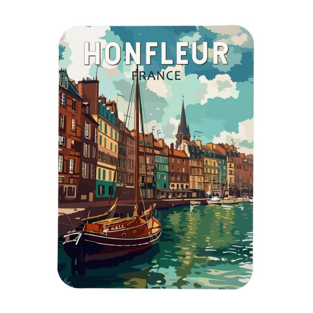Magnet Flexible Honfleur France Travel Art Vintage (Vertical)