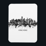 Magnet Flexible Hong Kong China Skyline BW<br><div class="desc">Skyline noir et blanc de Hong Kong,  un territoire autonome et ancienne colonie britannique,  dans le sud-est de la Chine</div>