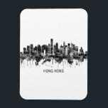 Magnet Flexible Hong Kong China Skyline BW<br><div class="desc">Skyline noir et blanc de Hong Kong,  un territoire autonome et ancienne colonie britannique,  dans le sud-est de la Chine</div>