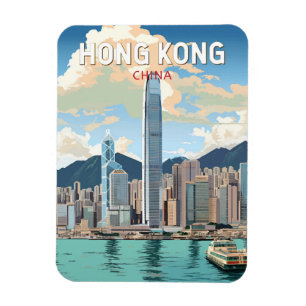 Magnet Flexible Hong Kong China Travel Art Vintage