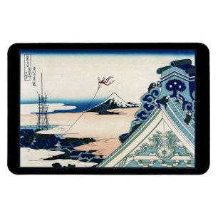 Magnet Flexible Honganji Temple Vista du Mont Fuji Bois japonais