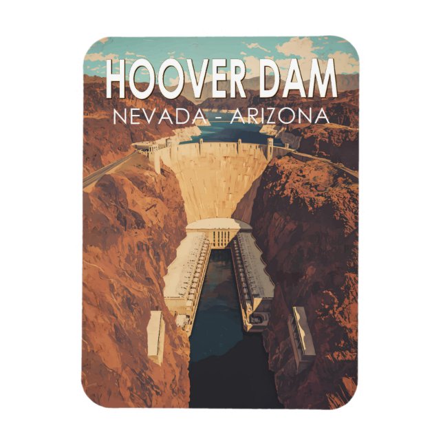 Magnet Flexible Hoover Dam Travel Art Vintage (Vertical)