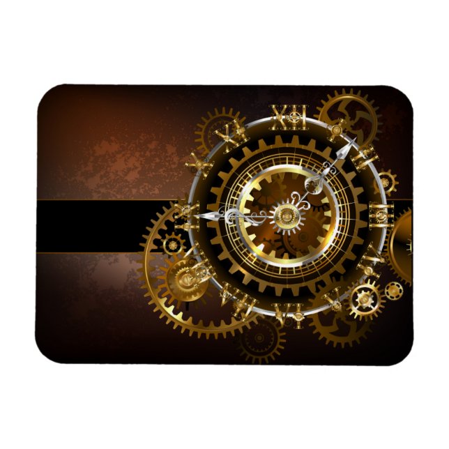 Magnet Flexible Horloge Steampunk avec des engrenages anciens (Horizontal)