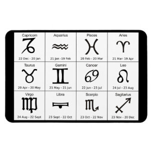 Magnet Flexible Horoscope Graphique Zodiaque Signes et dates Magne
