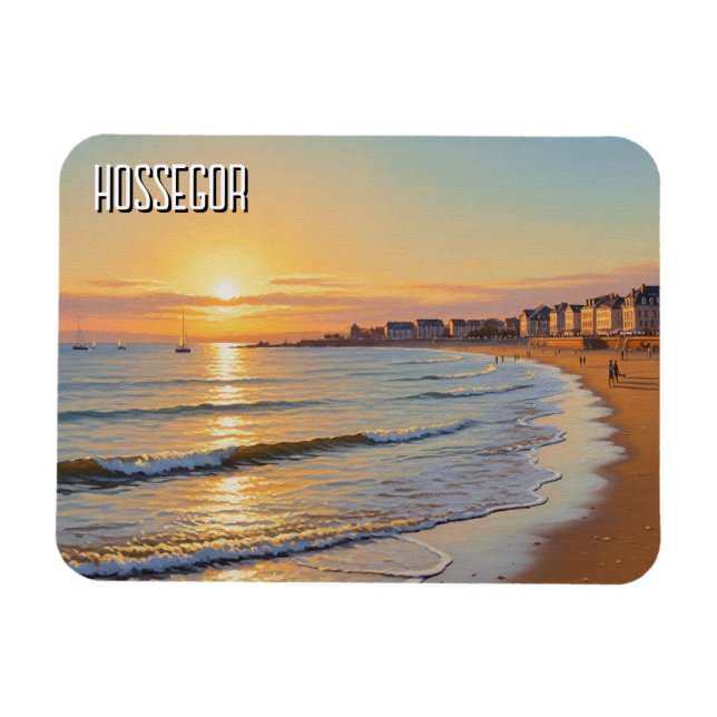 Magnet Flexible Hossegor France Plage de coucher de soleil (Horizontal)
