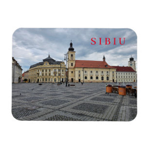 Magnet Flexible Hôtel de ville de Sibiu et vue sur l'église aimant