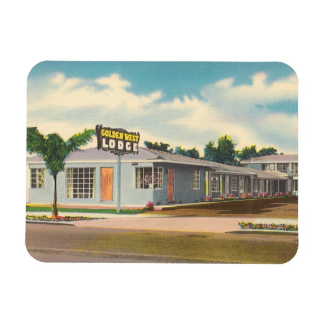 Magnet Flexible Hôtel vintage, Golden West Lodge Motel (Horizontal)