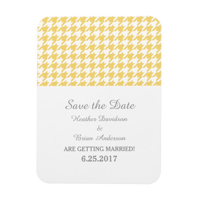 Magnet Flexible Houndstooth Enregistrer l'aimant Date, Jaune (Vertical)