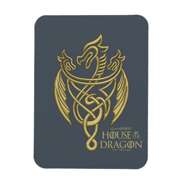 Magnet Flexible HOUSE of the Dragon | Golden Filigree Dragon Crest (Vertical)