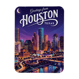 Magnet Flexible Houston Texas Ciel nocturne Skyline Texas