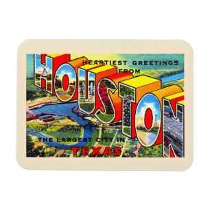 Magnet Flexible Houston Texas TX Vintage Grande Lettre Carte posta