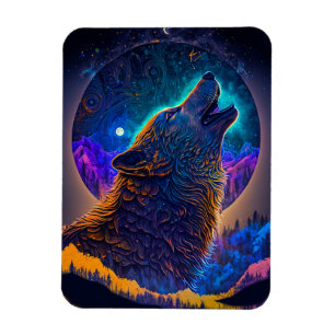 Magnet Flexible Howling Wolf Surreal Imaginaire