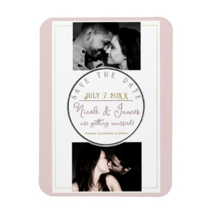 Magnet Flexible Huitre Rose & Or Moderne Minimaliste Carte de Pré-