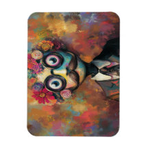 Humanoïde Whimsical avec grands yeux et cheveux fl