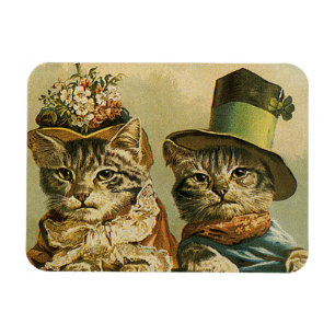 Magnet Flexible Humour vintage, Chats de mariée victorienne en Cas