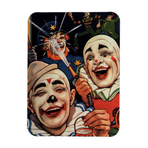 Magnet Flexible Humour Vintage, Clowns de Cirque qui Rigolent et P