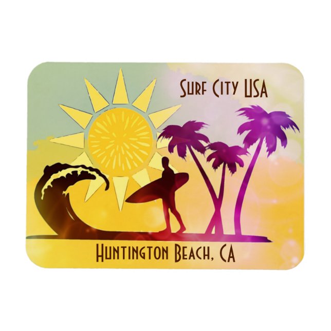 Magnet Flexible Huntington Beach CA Surf City USA Carte postale (Horizontal)