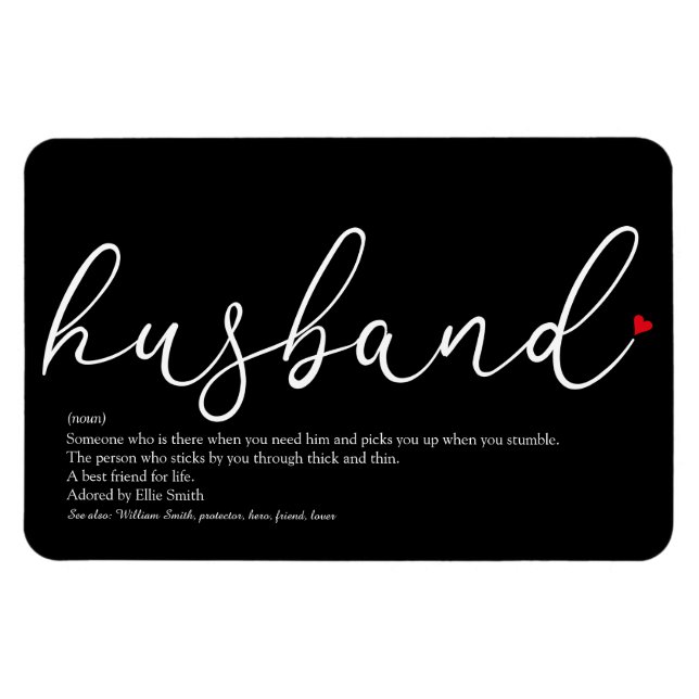 Magnet Flexible Husband Definition Chic Script Love Heart (Horizontal)