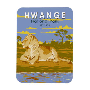 Magnet Flexible Hwange National Park Zimbabwe Travel Art Vintage