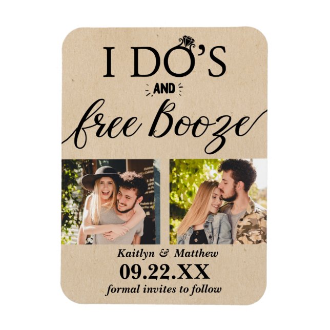 Magnet Flexible I Do's & Free Booze Modern Wedding Enregistrer la  (Vertical)