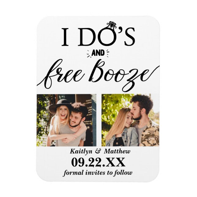 Magnet Flexible I Do's & Free Booze Modern Wedding Enregistrer la  (Vertical)