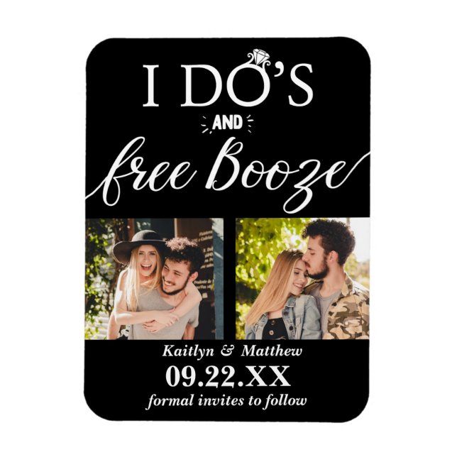 Magnet Flexible I Do's & Free Booze Modern Wedding Enregistrer la  (Vertical)