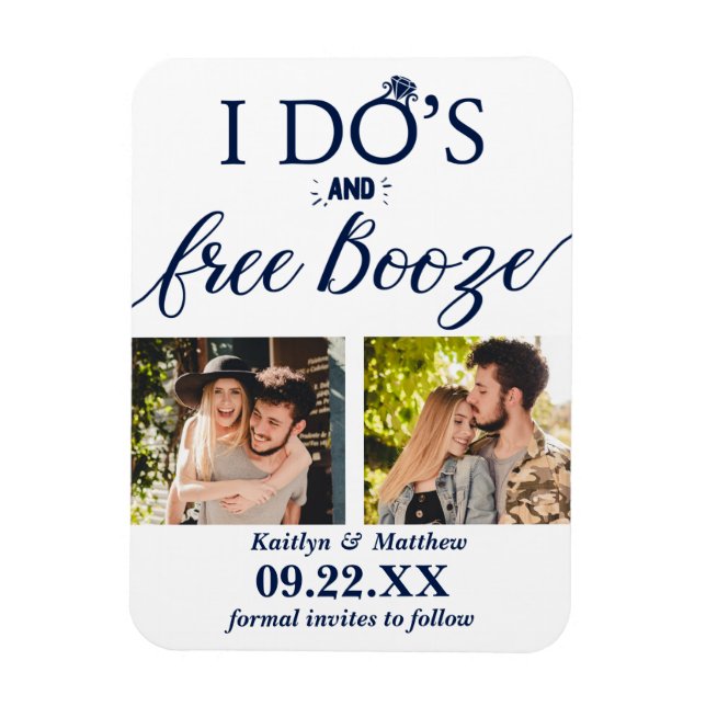 Magnet Flexible I Do's & Free Booze Modern Wedding Enregistrer la  (Vertical)
