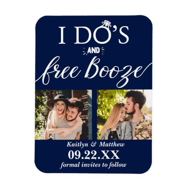 Magnet Flexible I Do's & Free Booze Modern Wedding Enregistrer la  (Vertical)