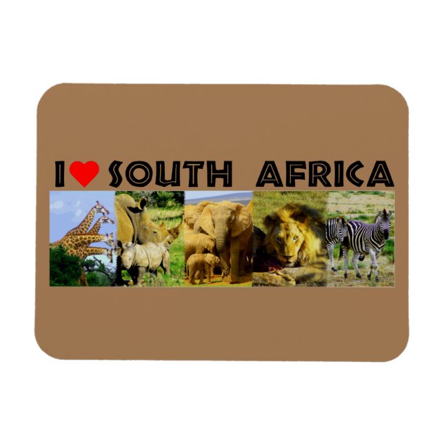 Magnet Flexible I Heart Afrique du Sud Photos de la faune (Horizontal)