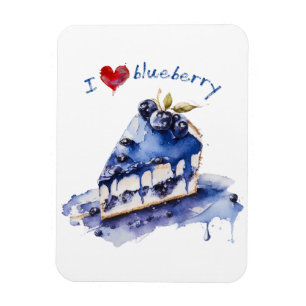 Magnet Flexible I Love Blueberry TShirt, Blueberry Cake Aquarelle