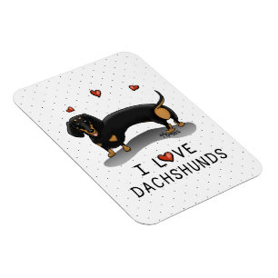Magnet Flexible I Love Dachshunds (noir et bronze) Mignonne chien